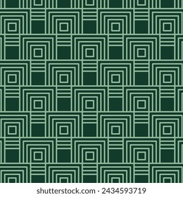 Wallpaper with square grid vector illustration. Geometric green seamless pattern on isolated background. Hand drawn sign concept.