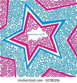 wallpaper with star and patterns. Vector illustration.