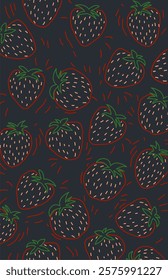 Wallpaper strawberry fruit line with black background