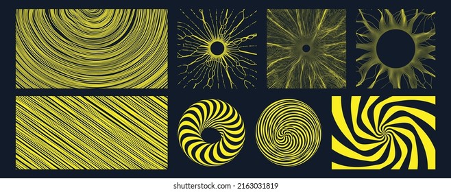 Wallpaper with stripes. Strips similar to threads. Torus. Space vortex. Hole made from flying particles. Optical art. 3d vector illustration for placard, banner, cover or brochure. 