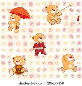 wallpaper with stuffed bear cubs 