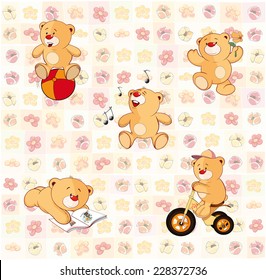 wallpaper with stuffed bear cubs 