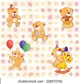 wallpaper with stuffed bear cubs 