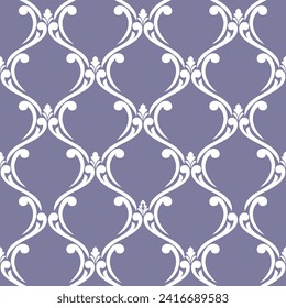 Papel de escritorio al estilo barroco, damasco. Un fondo vectorial sin fisuras. Ornamento azul y blanco
