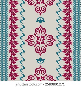Wallpaper in the style of Baroque. Graphic pattern for fabric, wallpaper, packaging. Ornate Damask flower ornament
