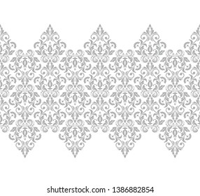 Wallpaper in the style of Baroque. Modern vector background. White and grey floral ornament. Graphic pattern for fabric, wallpaper, packaging. Ornate Damask flower ornament