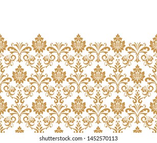 Wallpaper in the style of Baroque. Modern vector background. White and gold floral ornament. Graphic pattern for fabric, wallpaper, packaging. Ornate Damask flower ornament