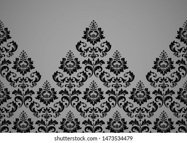 Wallpaper in the style of Baroque. Modern vector background. Black and grey floral ornament. Graphic pattern for fabric, wallpaper, packaging. Ornate Damask flower ornament
