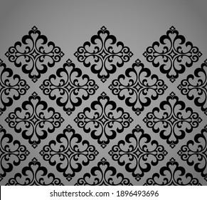 Wallpaper in the style of Baroque. Modern vector background. Black and gray floral ornament. Graphic pattern for fabric, wallpaper, packaging. Ornate Damask flower ornament