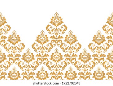 Wallpaper in the style of Baroque. Modern vector background. White and gold floral ornament. Graphic pattern for fabric, wallpaper, packaging. Ornate Damask flower ornament