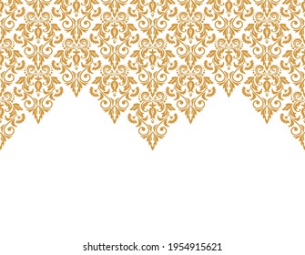 Wallpaper in the style of Baroque. Modern vector background. White and gold floral ornament. Graphic pattern for fabric, wallpaper, packaging. Ornate Damask flower ornament