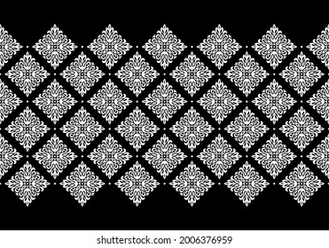 Wallpaper in the style of Baroque. Modern vector background. White and black floral ornament. Graphic pattern for fabric, wallpaper, packaging. Ornate Damask flower ornament