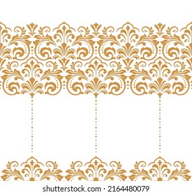 Wallpaper In The Style Of Baroque. Modern Vector Background. White And Gold Floral Ornament. Graphic Pattern For Fabric, Wallpaper, Packaging. Ornate Damask Flower Ornament