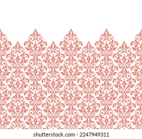 Wallpaper in the style of Baroque. Modern vector background. White and pink floral ornament. Graphic pattern for fabric, wallpaper, packaging. Ornate Damask flower ornament