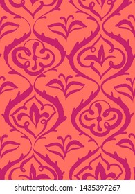 Wallpaper in the style of Baroque, Seamless damask pattern, floral decorative background for design, wallpaper, fabric and textile. Abstract Orient wallpaper decor illustration.