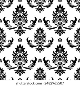 Fondo de Vector sin costuras de damasco. patrón de estilo barroco. Patrón ornamentado gráfico para Fondo de pantalla, tela, embalaje, envoltura. Adorno de flor damasco.