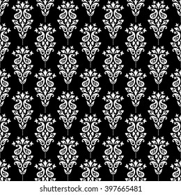 Wallpaper in the style of Baroque. Seamless paisley, vector indian floral ornament background, damask pattern. Boho apparel art, design back for fabric, papper and more.