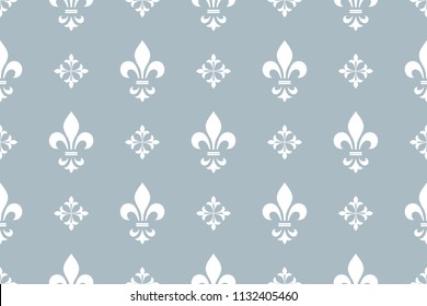 Wallpaper in the style of Baroque. Seamless vector background. White and blue floral ornament. Graphic pattern for fabric, wallpaper, packaging. Ornate Damask flower ornament