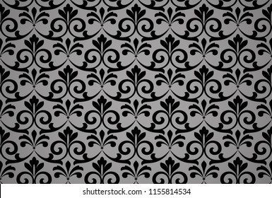 Wallpaper in the style of Baroque. Seamless vector background. Black floral ornament. Graphic pattern for fabric, wallpaper, packaging. Ornate Damask flower ornament