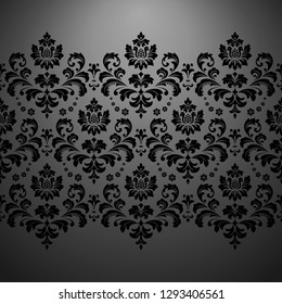 Wallpaper in the style of Baroque. Seamless vector background. Black floral ornament. Graphic pattern for fabric, wallpaper, packaging. Ornate Damask flower ornament