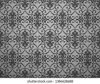 Wallpaper in the style of Baroque. Seamless vector background. Black floral ornament. Graphic pattern for fabric, wallpaper, packaging. Ornate Damask flower ornament