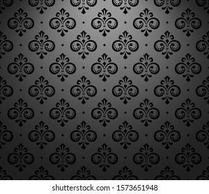 Wallpaper in the style of Baroque. Seamless vector background. Black floral ornament. Graphic pattern for fabric, wallpaper, packaging. Ornate Damask flower ornament