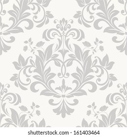 Wallpaper in the style of Baroque. A seamless vector background. Gray and white texture.