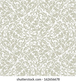 Wallpaper in the style of Baroque. A seamless vector background. Floral pattern of leaves.