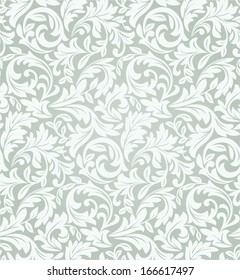 Tapete im Stil des Barock. Ein nahtloser Vektorhintergrund. Grau-weiße Textur.