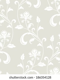 Wallpaper in the style of Baroque. A seamless vector background. Gray and white texture.