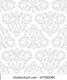 Wallpaper in the style of Baroque. A seamless vector background. Gray and white texture.