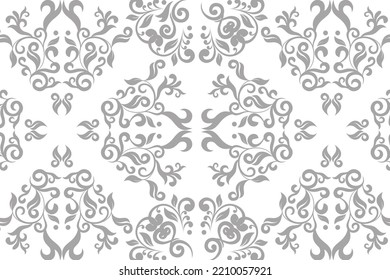Wallpaper in the style of Baroque. Seamless vector background. Gold and black floral ornament. Graphic pattern for fabric, wallpaper, packaging. Ornate Damask flower ornament