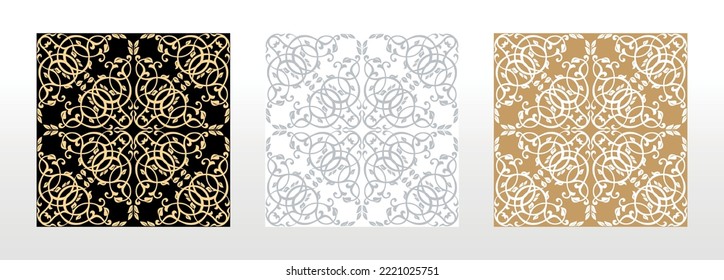 Wallpaper in the style of Baroque. Seamless vector background. Set of colored floral ornament. Graphic pattern for fabric, wallpaper, packaging. Ornate Damask flower ornament
