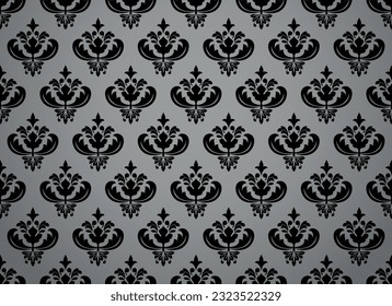 Wallpaper in the style of Baroque. Seamless vector background. Black and gray floral ornament. Graphic pattern for fabric, wallpaper, packaging. Ornate Damask flower ornament