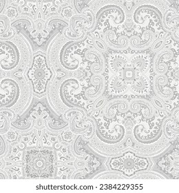 Wallpaper in the style of Baroque. A seamless vector background. Gray and white texture.