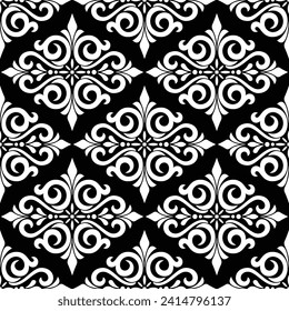 Tapete im Barockstil. Ein nahtloser Vektorhintergrund. Schwarz-Weiß-Textur. Blumenschmuck.