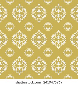 Tapete im Barockstil. Ein nahtloser Vektorhintergrund. goldene Farbe und weiße Textur
