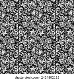 Wallpaper in the style of Baroque. Seamless vector background. White and black floral ornament. Graphic pattern for fabric, wallpaper, packaging. Ornate Damask flower ornament