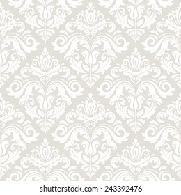 Wallpaper in the style of Baroque. Seamless vector background. Light damask floral pattern with orient and floral elements