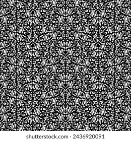 Papel pintado al estilo barroco. Fondo de vector sin costura. Adorno floral blanco y negro. Patrón gráfico para tela, papel pintado, embalaje. Adorno de flor de Damasco adornado