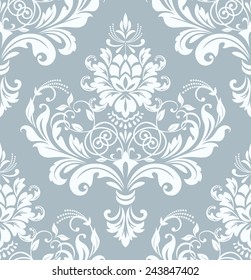 Wallpaper In The Style Of Baroque. A Seamless Vector Background. Damask Floral Pattern.
