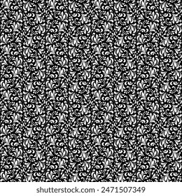 Fondo de pantalla al estilo barroco. Fondo de Vector inconsútil. Adorno floral blanco y negro. Patrón gráfico para tela, Fondo de pantalla, embalaje. Adorno de flor de Damasco adornado.