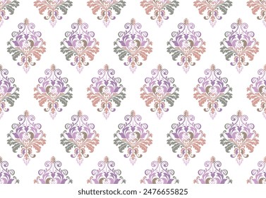 Wallpaper in the style of Baroque. Seamless vector background. Colored floral ornament. Graphic pattern for fabric, wallpaper, packaging. Ornate Damask flower ornament