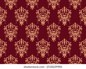 Wallpaper in the style of Baroque. Seamless vector background. Colored floral ornament. Graphic pattern for fabric, wallpaper, packaging. Ornate Damask flower ornament