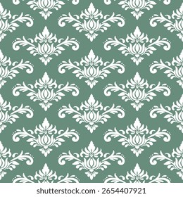 Wallpaper in the style of Baroque. Seamless vector background. White and grey floral ornament. Graphic pattern for fabric, wallpaper, packaging. Ornate Damask flower ornament.