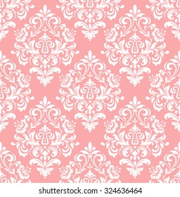 Papel de parede no estilo barroco. Plano de fundo de vetor contínuo. Padrão floral de damasco.