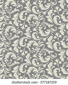 Papel de la pared al estilo barroco. Fondo vectorial sin fisuras. Ornamento floral.