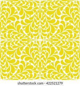 Wallpaper in the style of Baroque. A seamless vector background. Floral pattern. White and yellow ornament. 