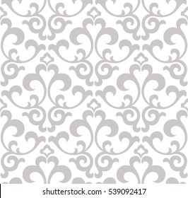 Wallpaper in the style of Baroque. A seamless vector background. Gray and white texture. Floral ornament. Graphic vector pattern.