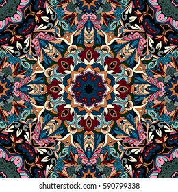 Wallpaper in the style of Baroque. A seamless vector background. Damask floral pattern.